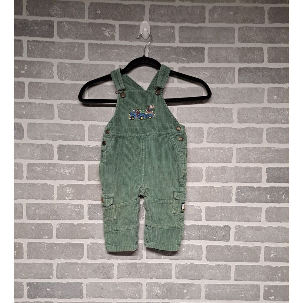 Healttex‎ Vintage Y2K Kids Green Corduroy Overall Toddler Size 12 Months
